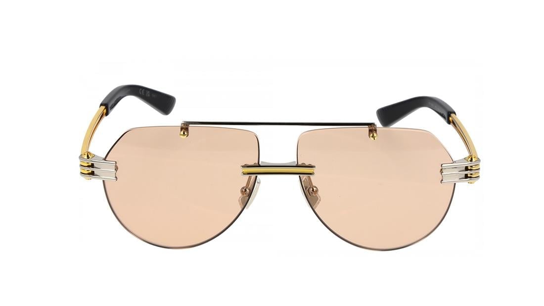 BOTTEGA VENETA BV1342S 002 Gümüş Altın Rimless Aviator Güneş Gözlüğü