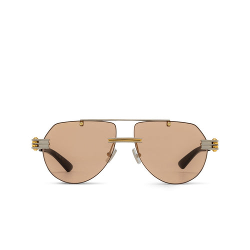 Bottega Veneta BV1342S 002 gümüş altın rimless aviator güneş gözlüğü